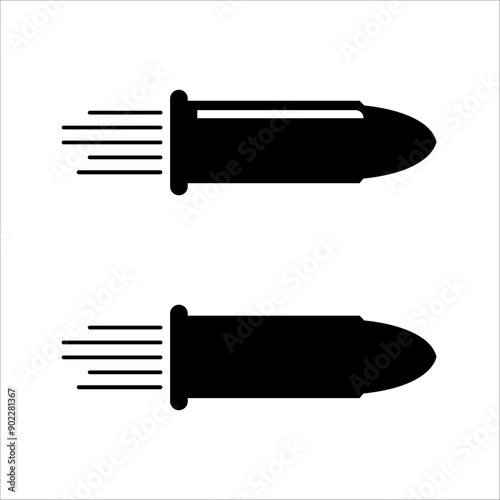 Bullet icon. Pistole cartridge illustration symbol. Sign 9mm caliber vector.