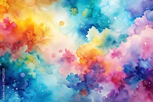 Abstract Watercolor Background With Blurry Clouds.