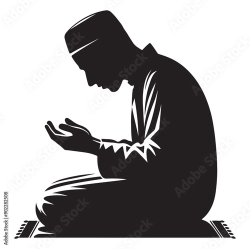 Muslim Praying illustration silhouette symbol
