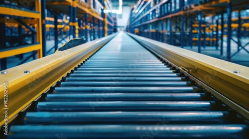 Conveyor belts in a distribution center showcasing B2B shipping efficiency.