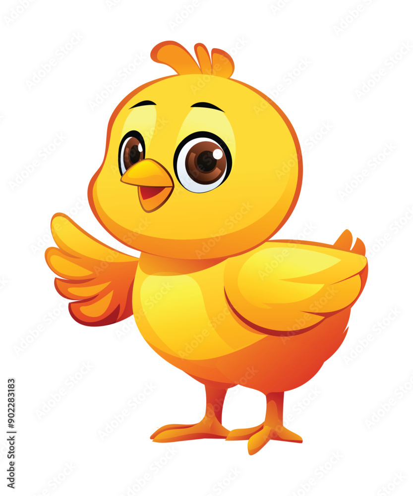 Cute chick waving vector cartoon illustration Cute chick waving vector cartoon illustration
