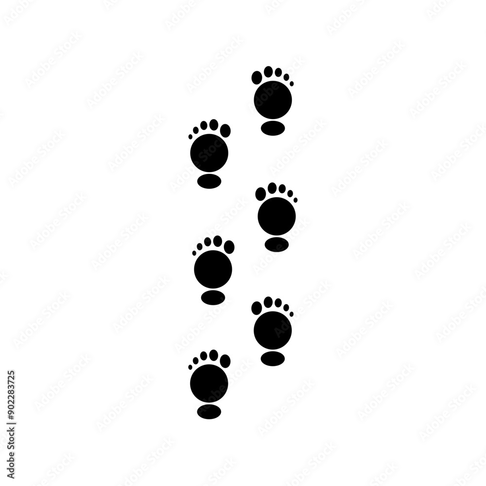Step footprints paths, vector icon Illustration. isolated on white background Step footprints paths, vector icon Illustration. isolated on white background