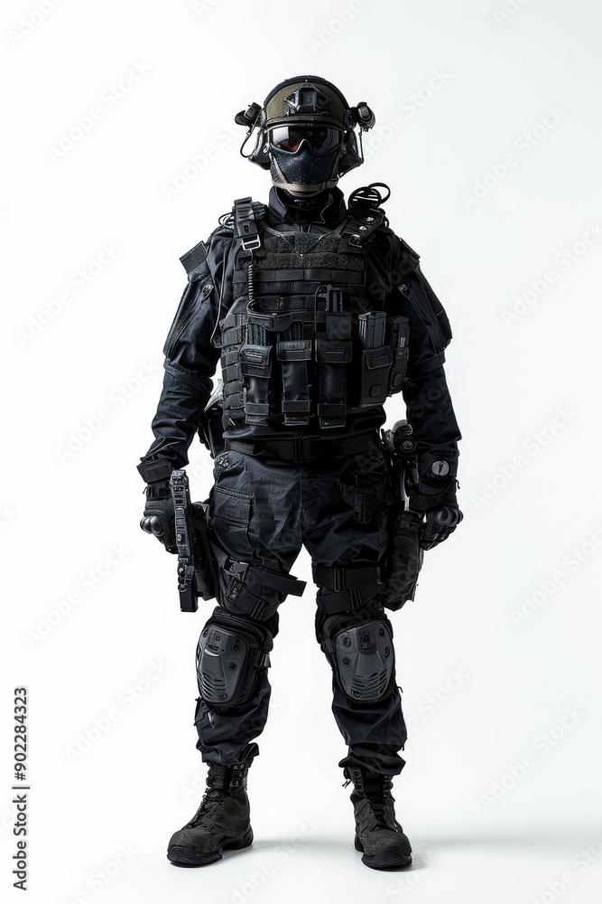 special forces soldier police, swat police witih facemask standing in confidence pose special forces soldier police, swat police witih facemask standing in confidence pose