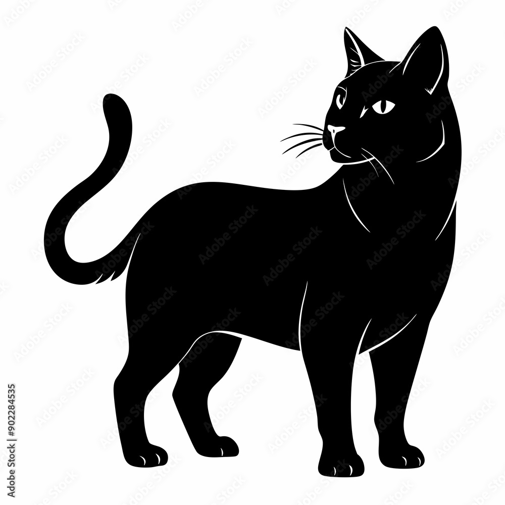 Obraz premium American Bobtail Black silhouette