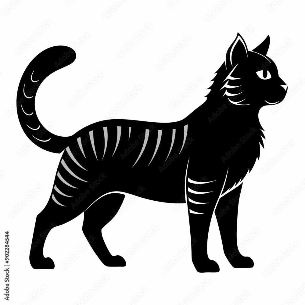 Obraz premium American Bobtail Black silhouette
