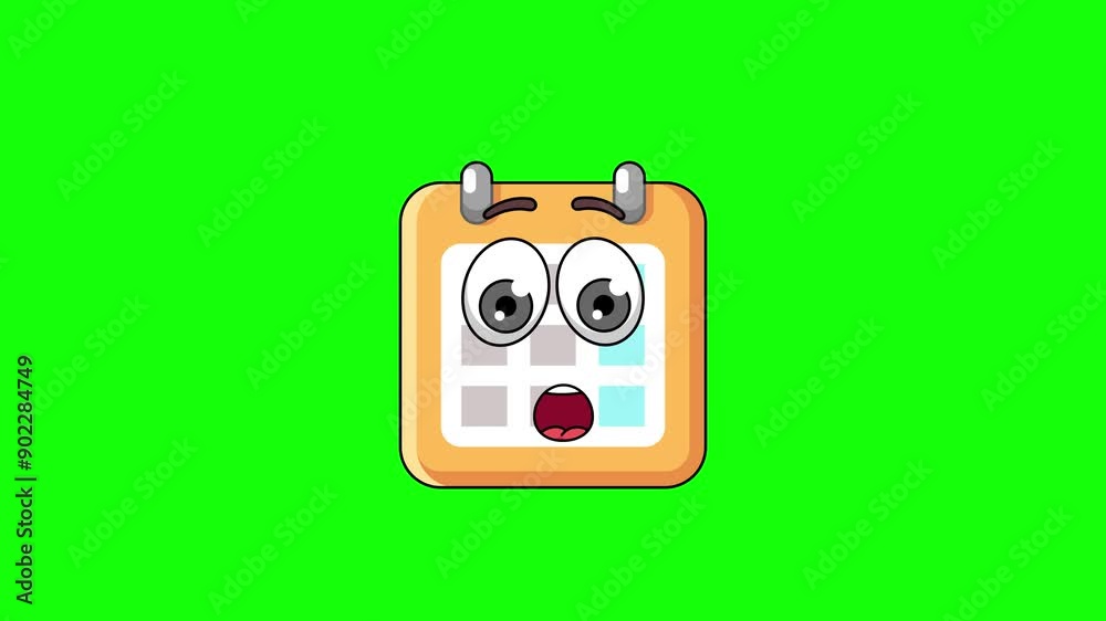 Amazed face emoticon of calendar character animation Amazed face emoticon of calendar character animation