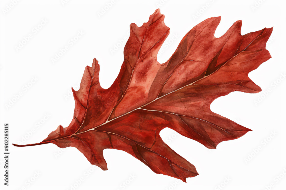 Naklejka premium a red leaf is shown on a white background