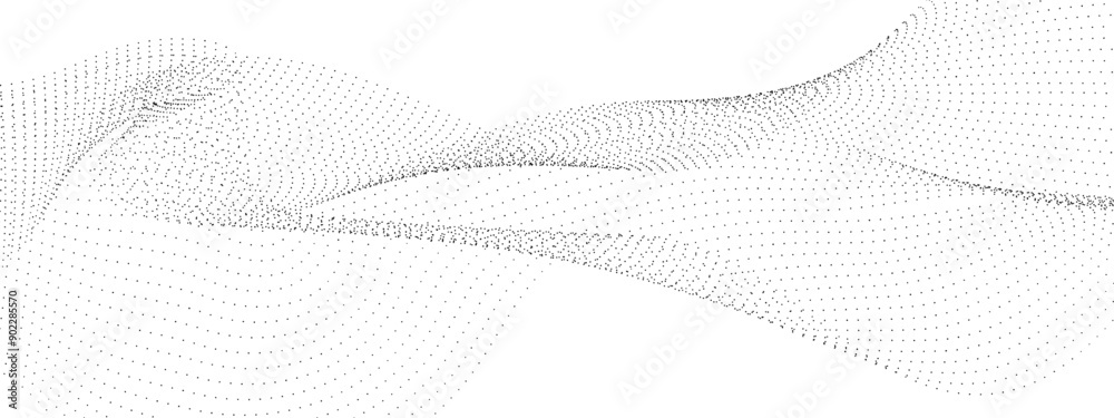 Fototapeta premium Abstract technology particles gradient flowing dynamic wave doted and halftone lines background. Futuristic technology concept. Vector illustration