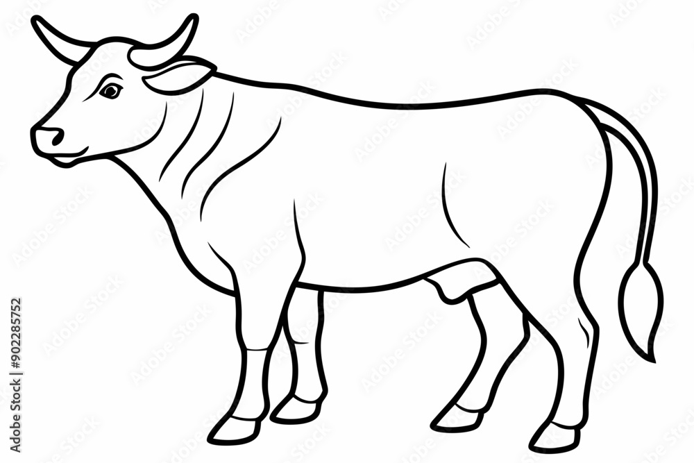 Fototapeta premium Bull line art vector illustration 