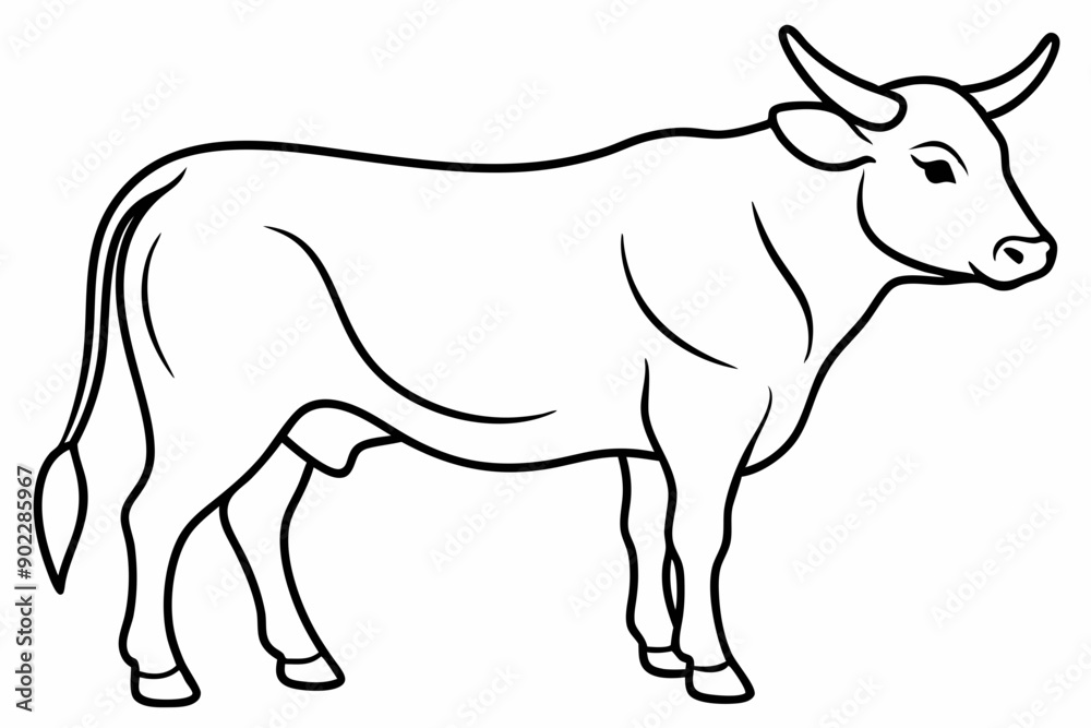 Fototapeta premium Bull line art vector illustration 