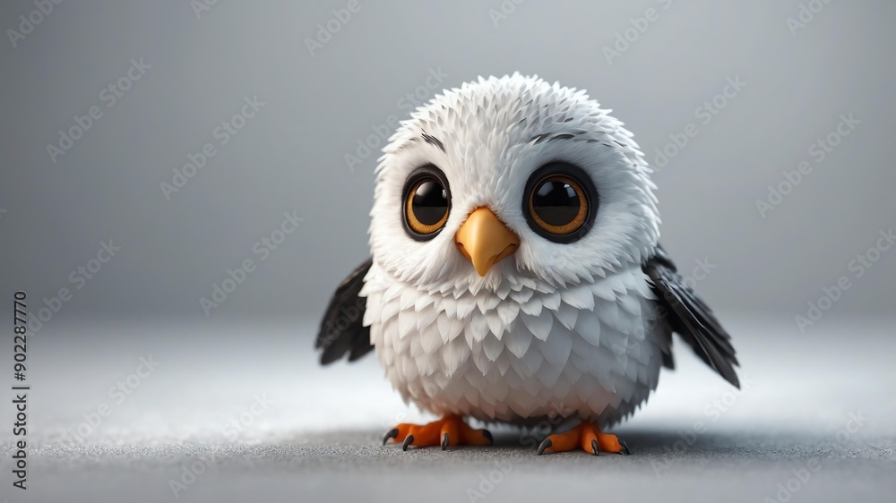 Obraz premium 3d cute harbinger isolated in white background