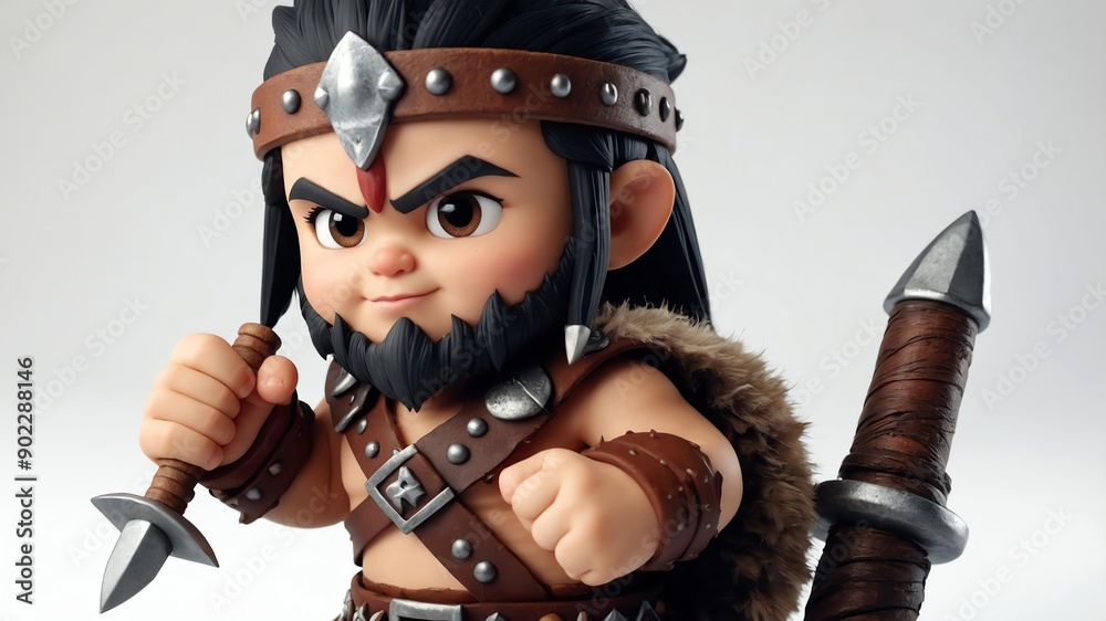 Fototapeta premium 3d cute barbarian isolated in white background