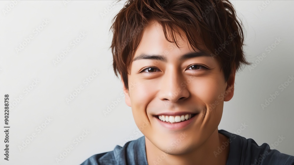 A man with brown hair smiling at the camera A man with brown hair smiling at the camera