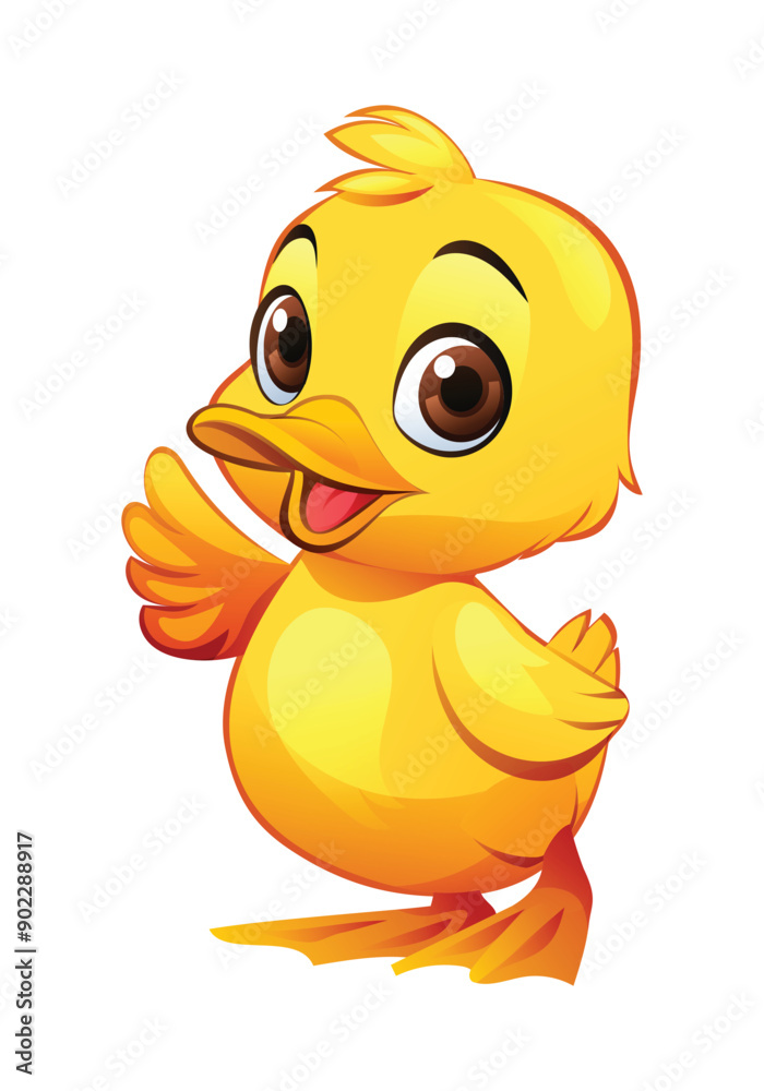 Cute baby duck waving vector cartoon illustration Cute baby duck waving vector cartoon illustration
