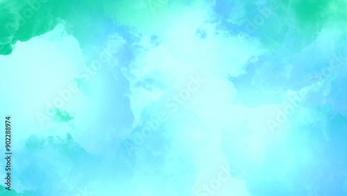 Bright and shinny cloudy sky blue watercolor background, watercolor blue background,