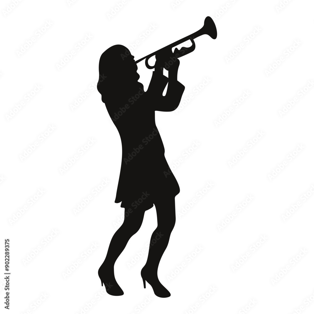 Black Silhouette of Jazz Musician. Flat Vector Graphic Illustration Black Silhouette of Jazz Musician. Flat Vector Graphic Illustration