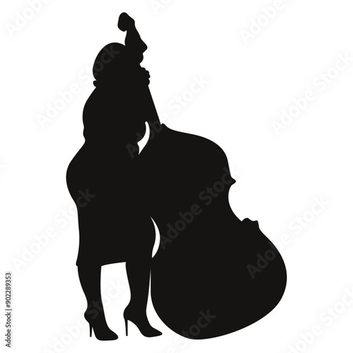 Black Silhouette of Jazz Musician. Flat Vector Graphic Illustration