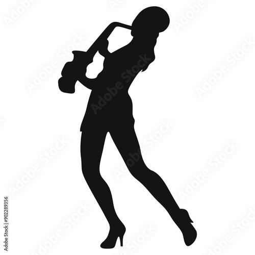 Black Silhouette of Jazz Musician. Flat Vector Graphic Illustration