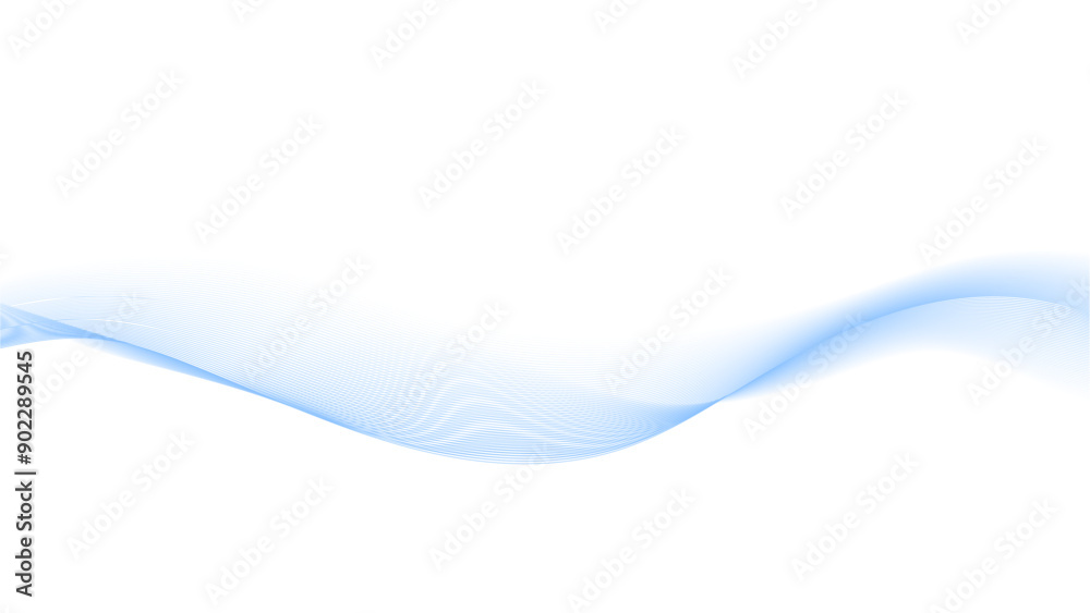 A blue wave with white background. Modern technology background. Isolated design element on white background. 