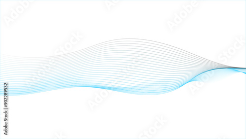 Abstract blue wave lines on transparent background, Blue wave lines on white background. 