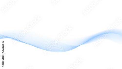 A blue wave with white background. Modern technology background. Isolated design element on white background. 