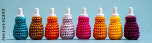 Little crochet amigurumi glue bottle with a cap, school supply, crafty accessory photo