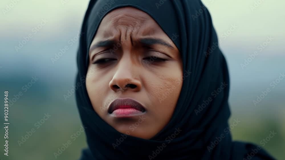 Worried black African woman, detailed face shot Worried black African woman, detailed face shot