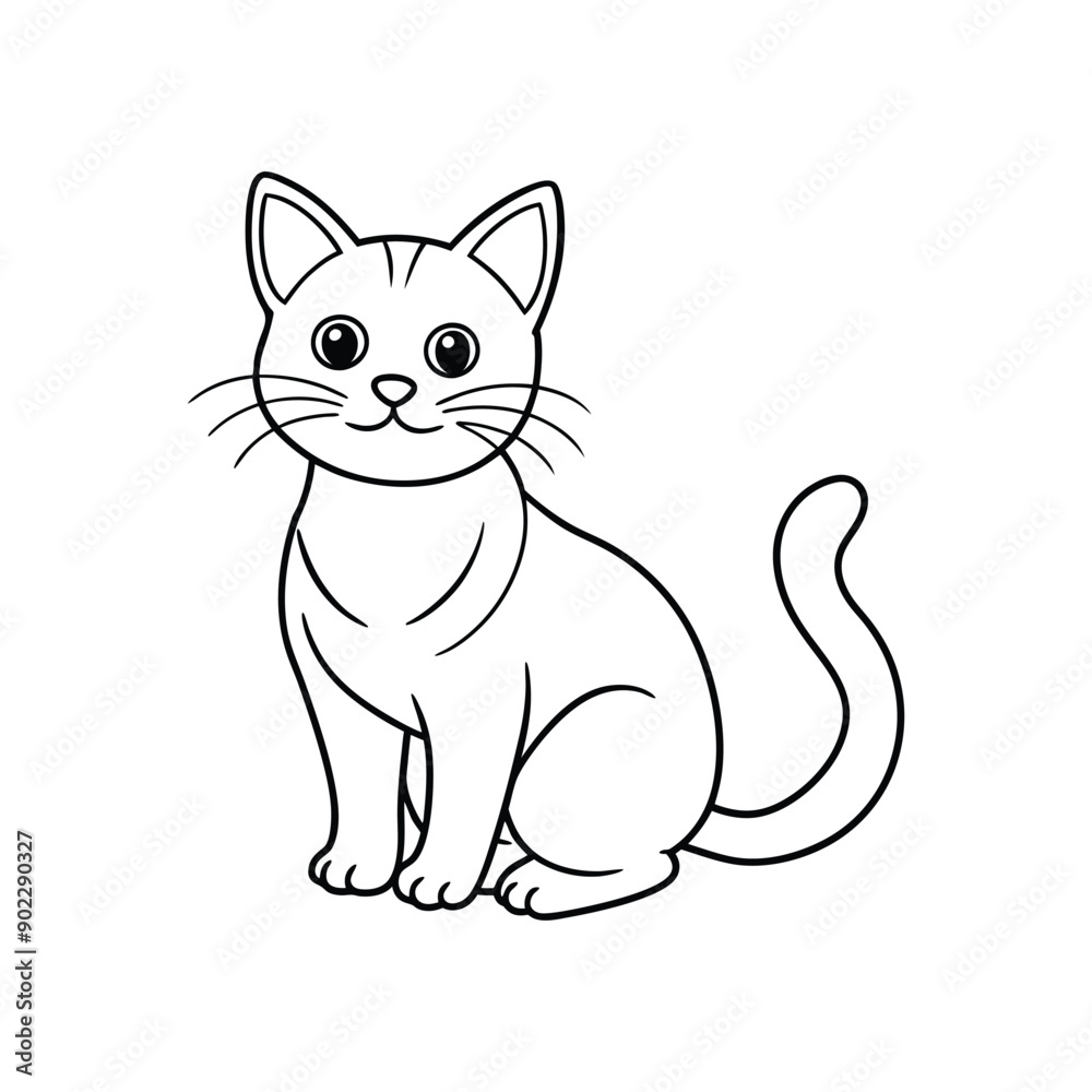 Cute Cat single line art silhouette vector illustration isolated on white background Cute Cat single line art silhouette vector illustration isolated on white background