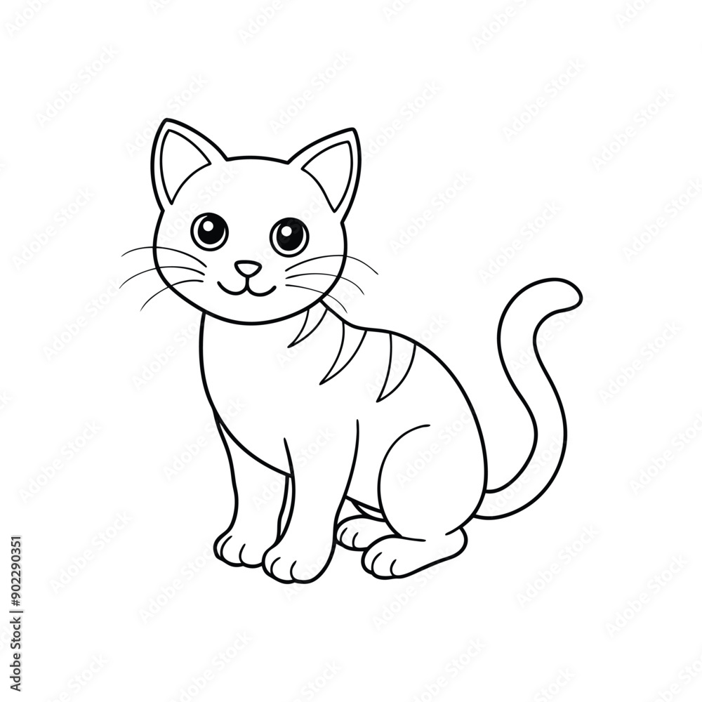 Cute Cat single line art silhouette vector illustration isolated on white background Cute Cat single line art silhouette vector illustration isolated on white background