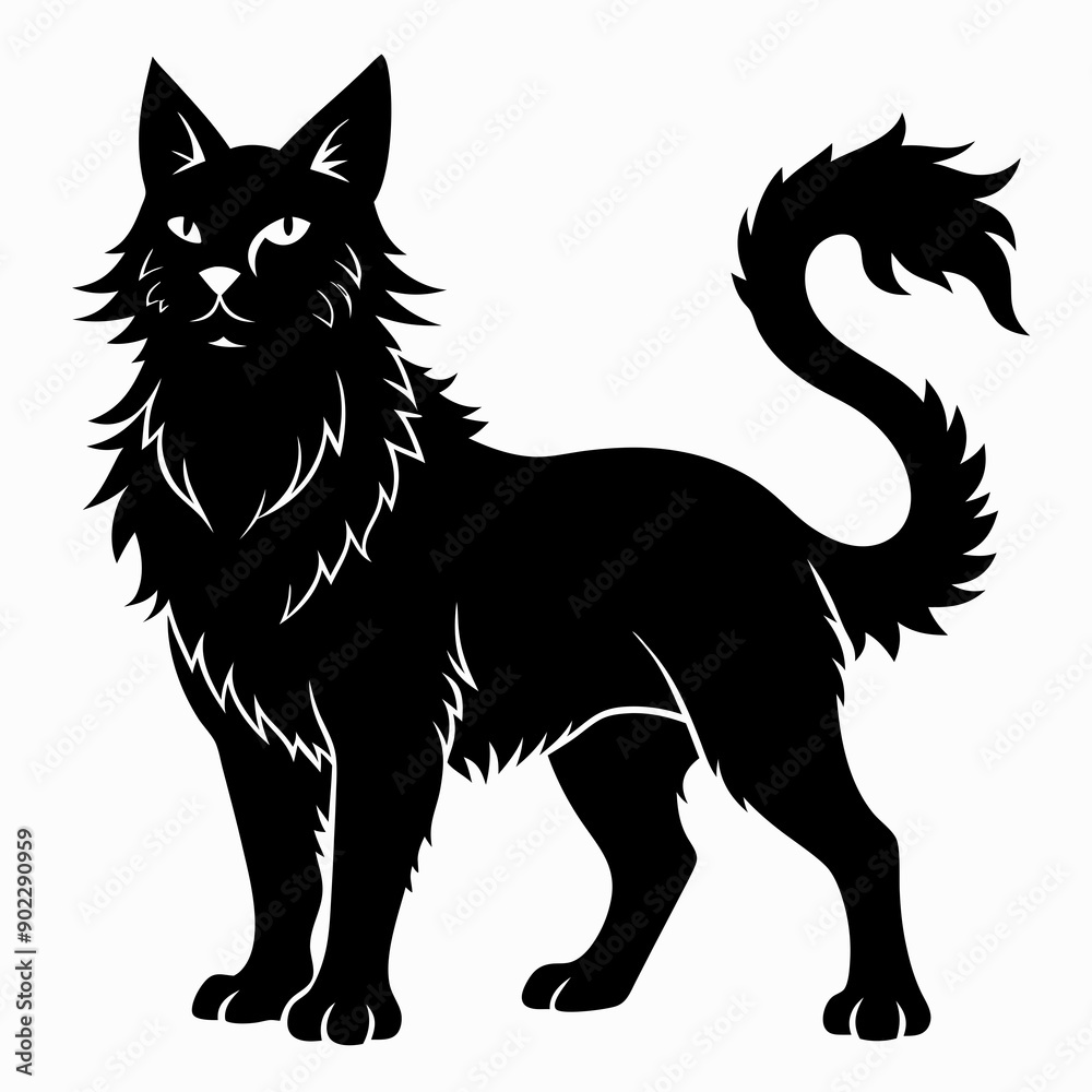 Highlander cat Black silhouette Highlander cat Black silhouette