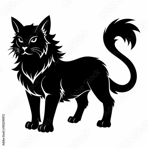 Bild auf Leinwand Highlander cat Black silhouette