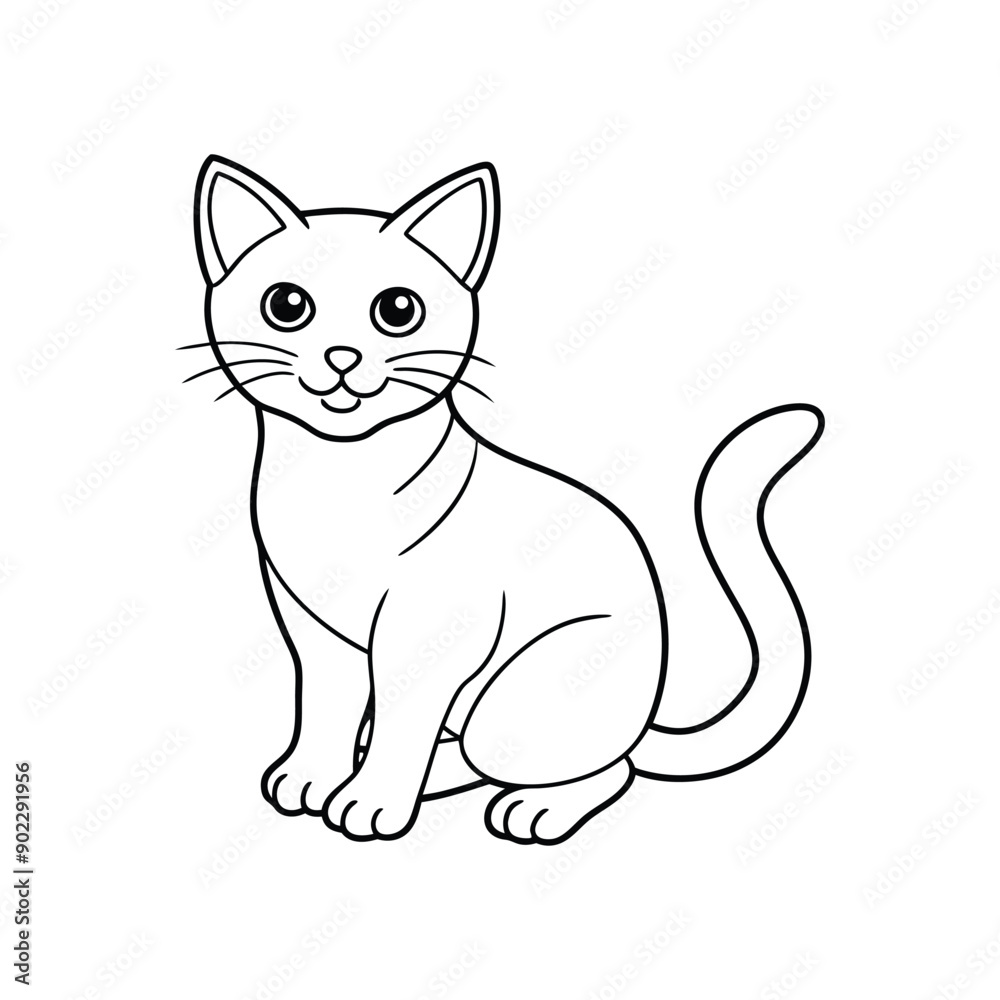 Cute Cat single line art silhouette vector illustration isolated on white background Cute Cat single line art silhouette vector illustration isolated on white background