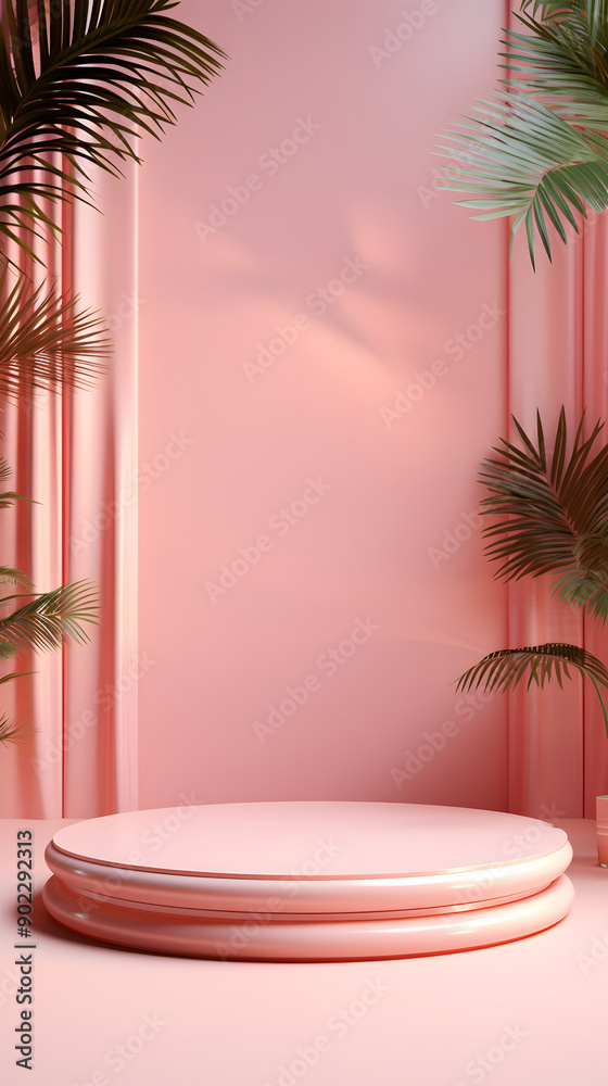 Obraz premium Pink tone e-commerce product display 3d stage background image