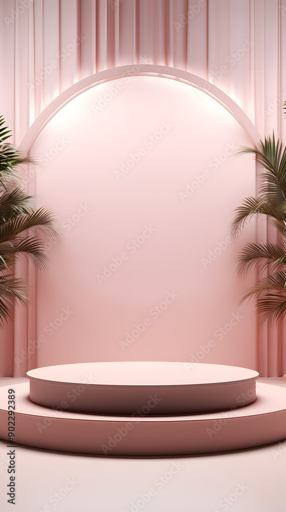 Fototapeta premium Pink tone e-commerce product display 3d stage background image