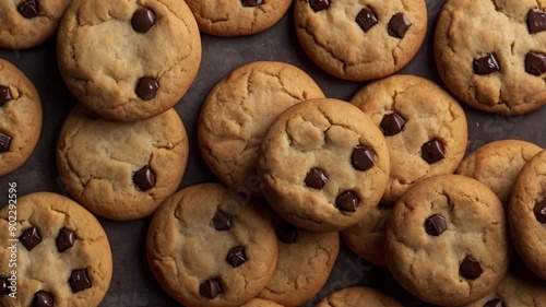 Close up of Bake Cookies background, top view. Photorealistic high resolution macro photography for advertising or food design.