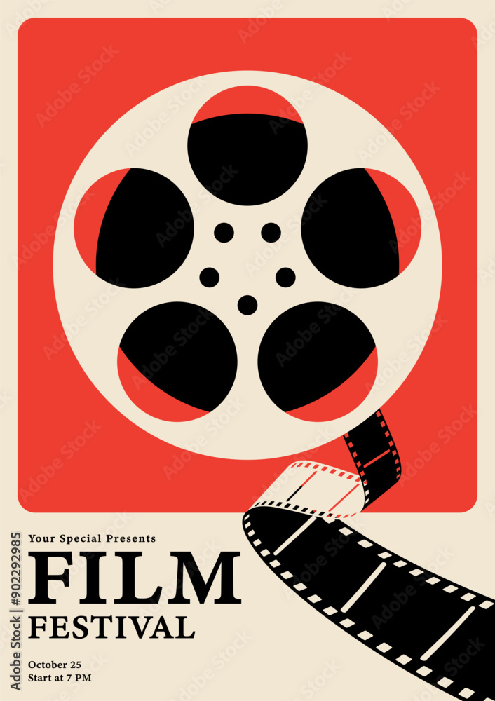 Obraz na plátně Movie and film festival poster template design