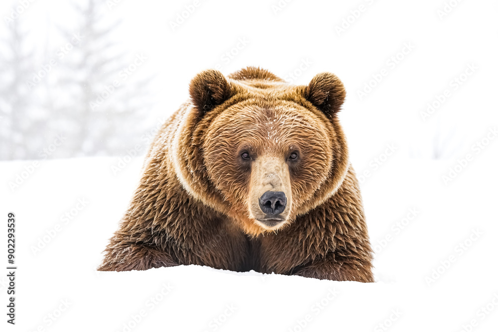 Fototapeta premium Grizzly Bear in Snowy Landscape