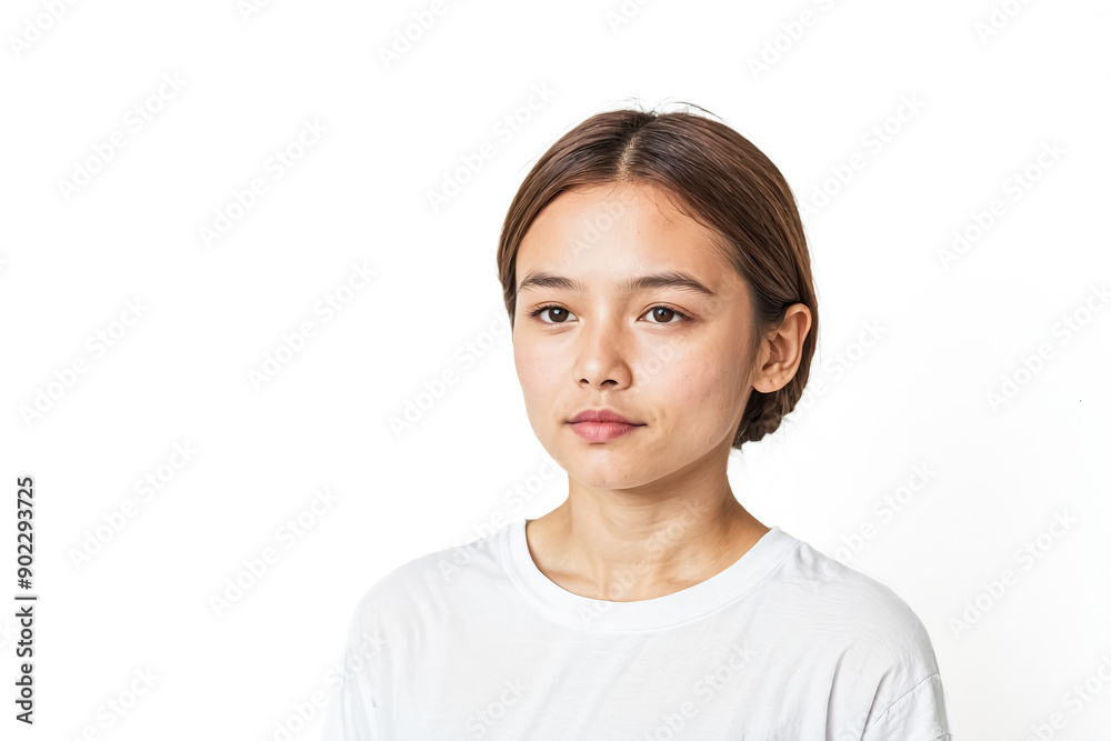 Young Woman With Brown Hair and White Shirt Young Woman With Brown Hair and White Shirt