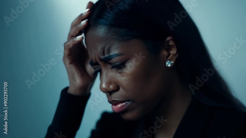 Regretful and sad African woman, deep in thought