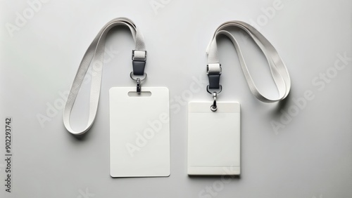 A blank lanyard card and name tag badge mockup on a white background, ready for customization with company logo or employee information.