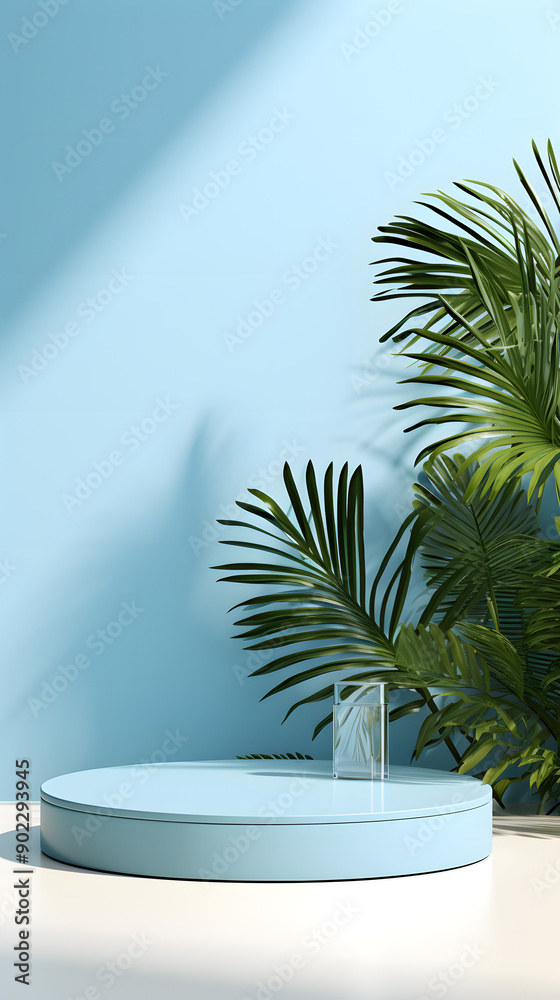 Obraz premium blue tone e-commerce product display 3d stage background image