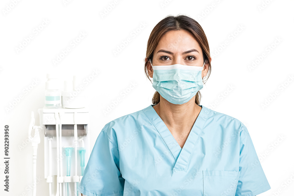 Female Doctor Wearing Face Mask in Medical Office