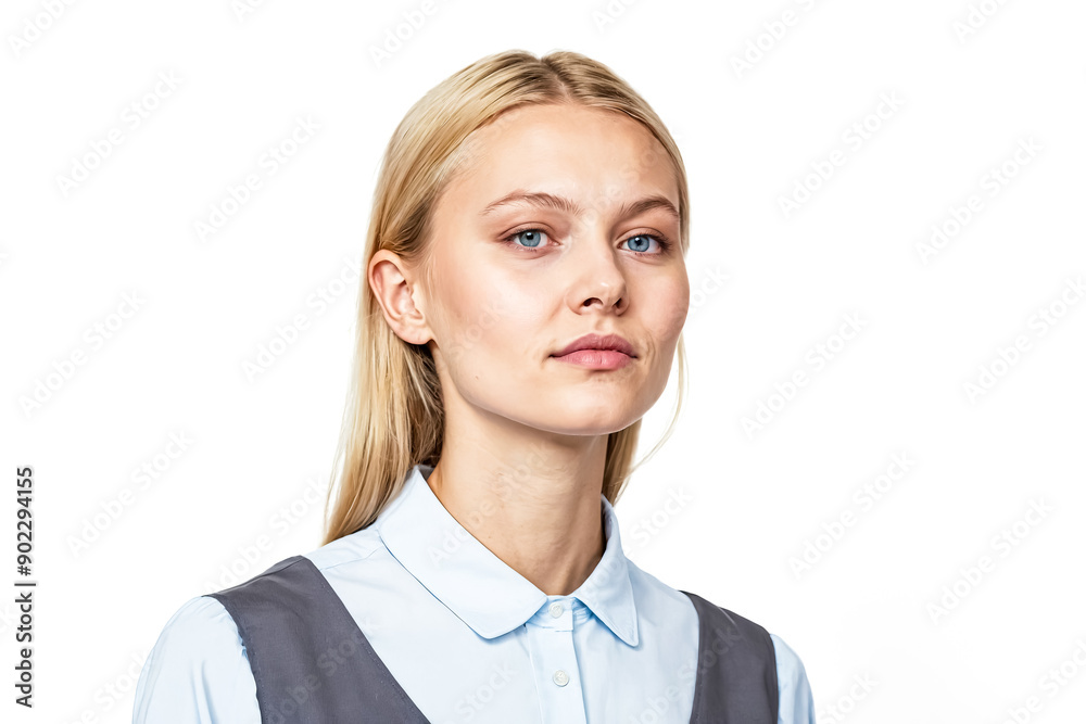 Portrait of a young woman with blonde hair and blue eyes Portrait of a young woman with blonde hair and blue eyes