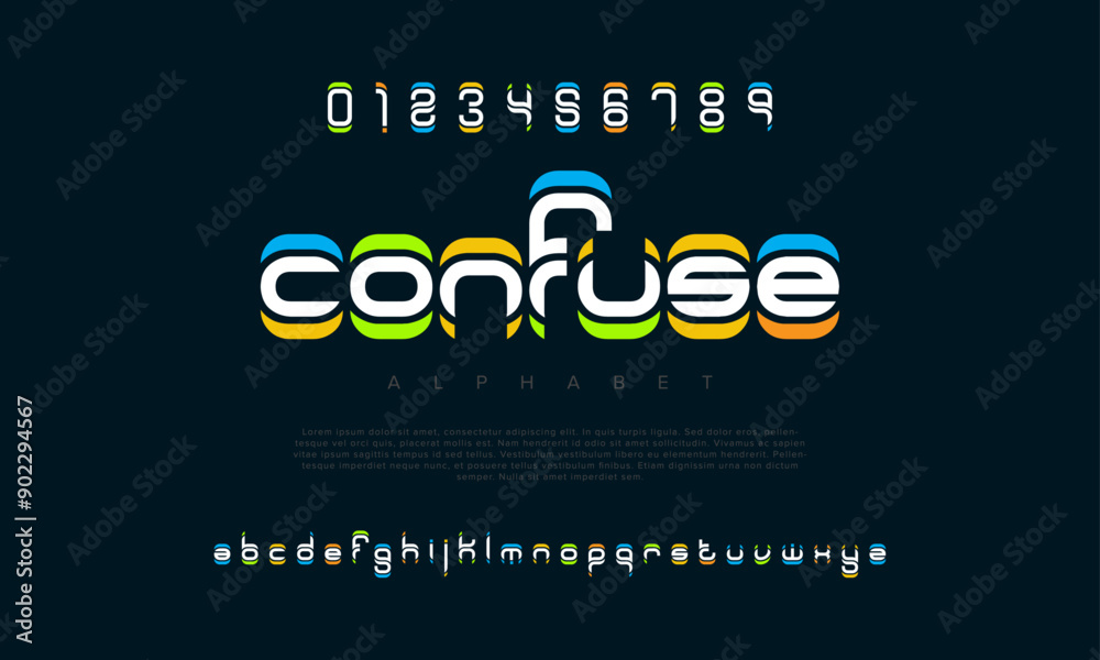Confuse creative modern geometric urban alphabet font. Digital abstract ...