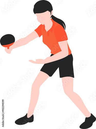 People Playing Table Tennis Illustration