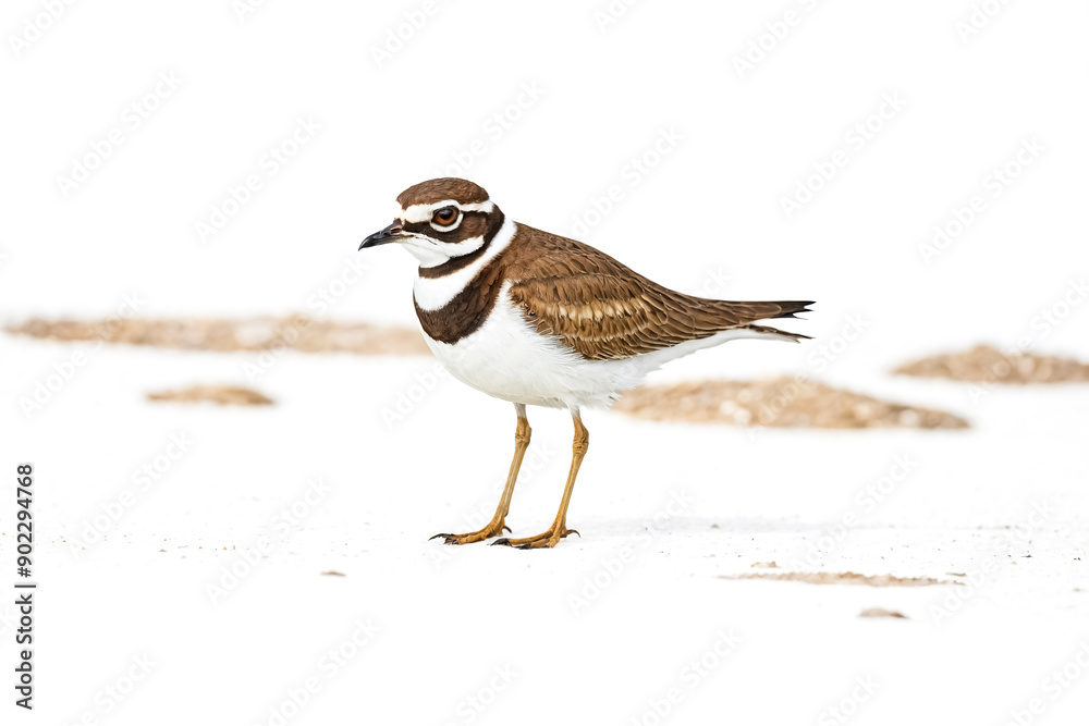 Killdeer Bird Standing on White Sand Killdeer Bird Standing on White Sand