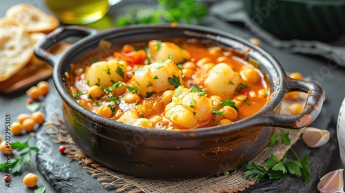 Spanish Traditional Cod and Chickpea Stew Typically Consumed During Lent and Easter Week Potaje de Vigilia photo