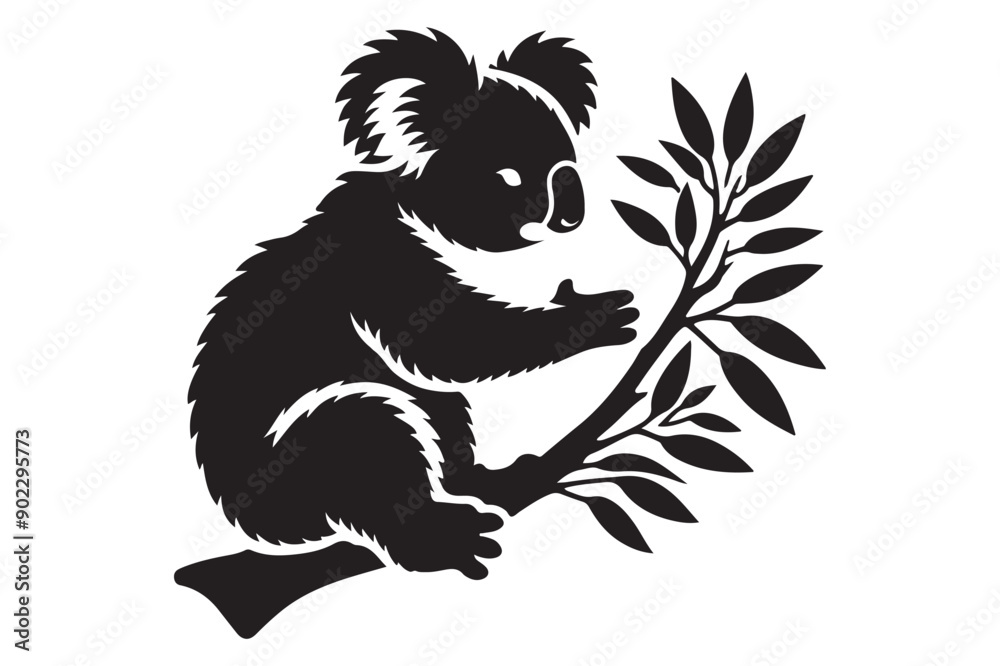 Obraz premium koala animal silhouette vector illustration - Generative AI