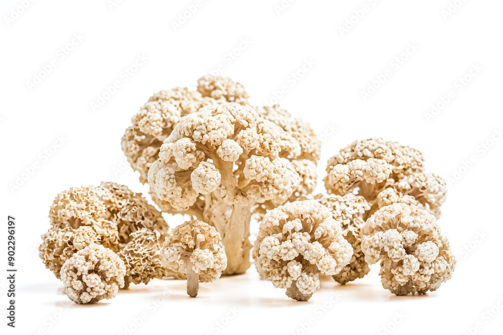 Closeup of Fresh White Cauliflower on White Background Closeup of Fresh White Cauliflower on White Background