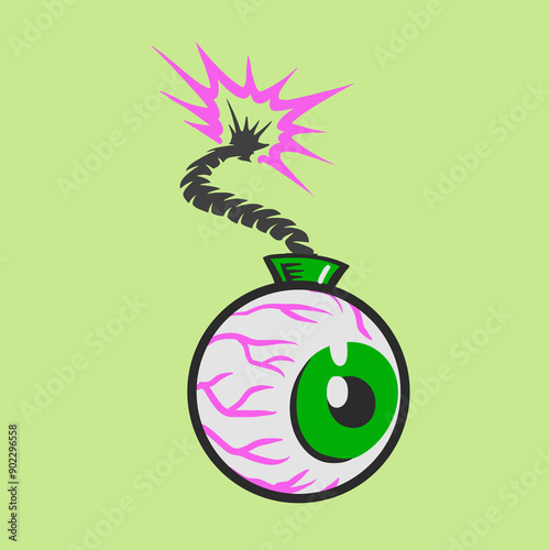 Vector Illustration Cartoon of a Funny Eye Shaped Bomb